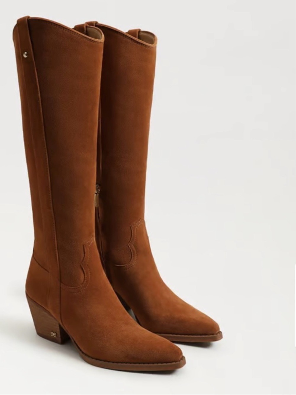 Sam Edelman Wyatt Knee High Boots Women's Tall Suede Western Boots Brown